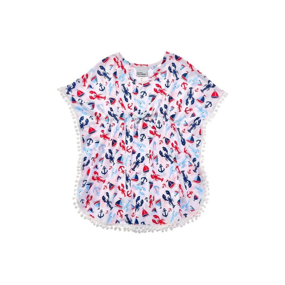 Flap Happy Girls Printed Poncho, White